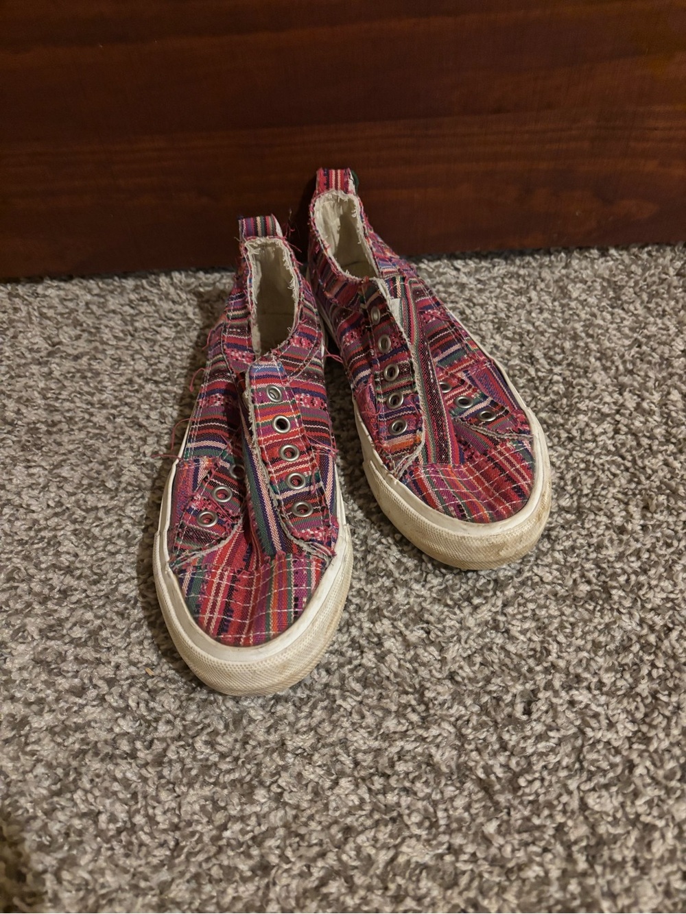 Gypsy Jazz Red Plaid Slip-On Sneakers